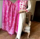 Handloom Cotton Kurta Pant and Khadi Silk Dupatta Set 