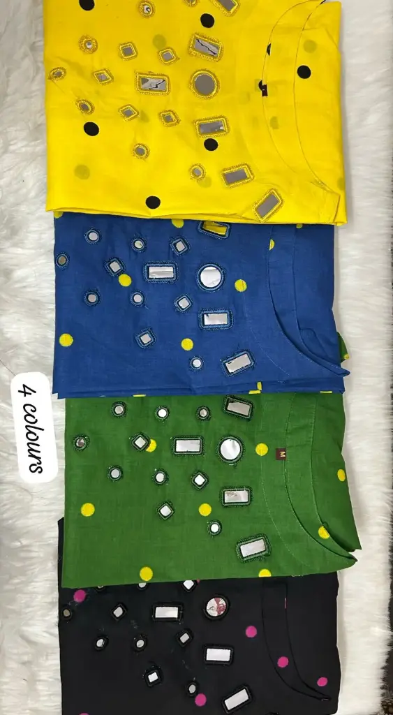 A-line Cotton Kurta Set (M, Yellow)