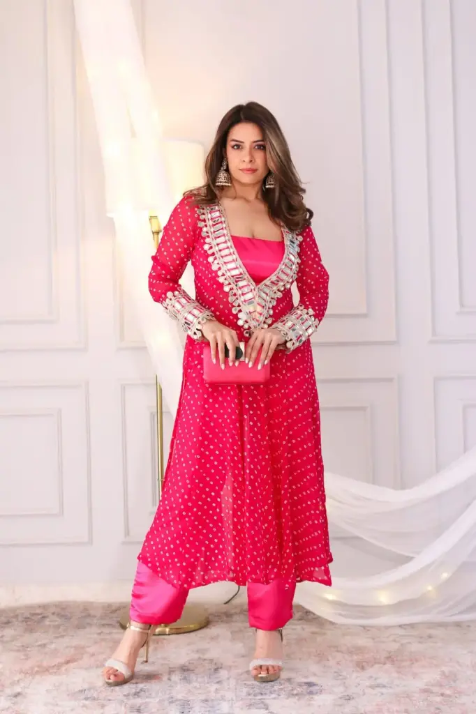 Indo-Western 3 Piece Set (M, Red)
