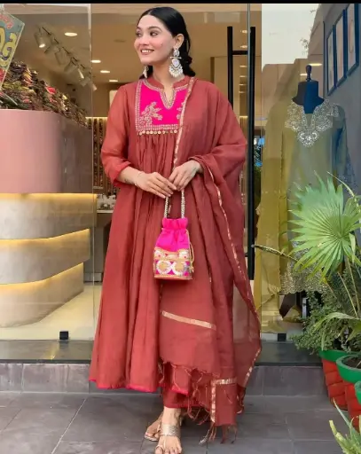 3-Piece Side Baju Embroidery Kurti Set