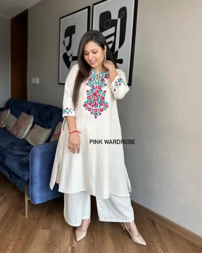 Aari work Kurta Palazzo Set